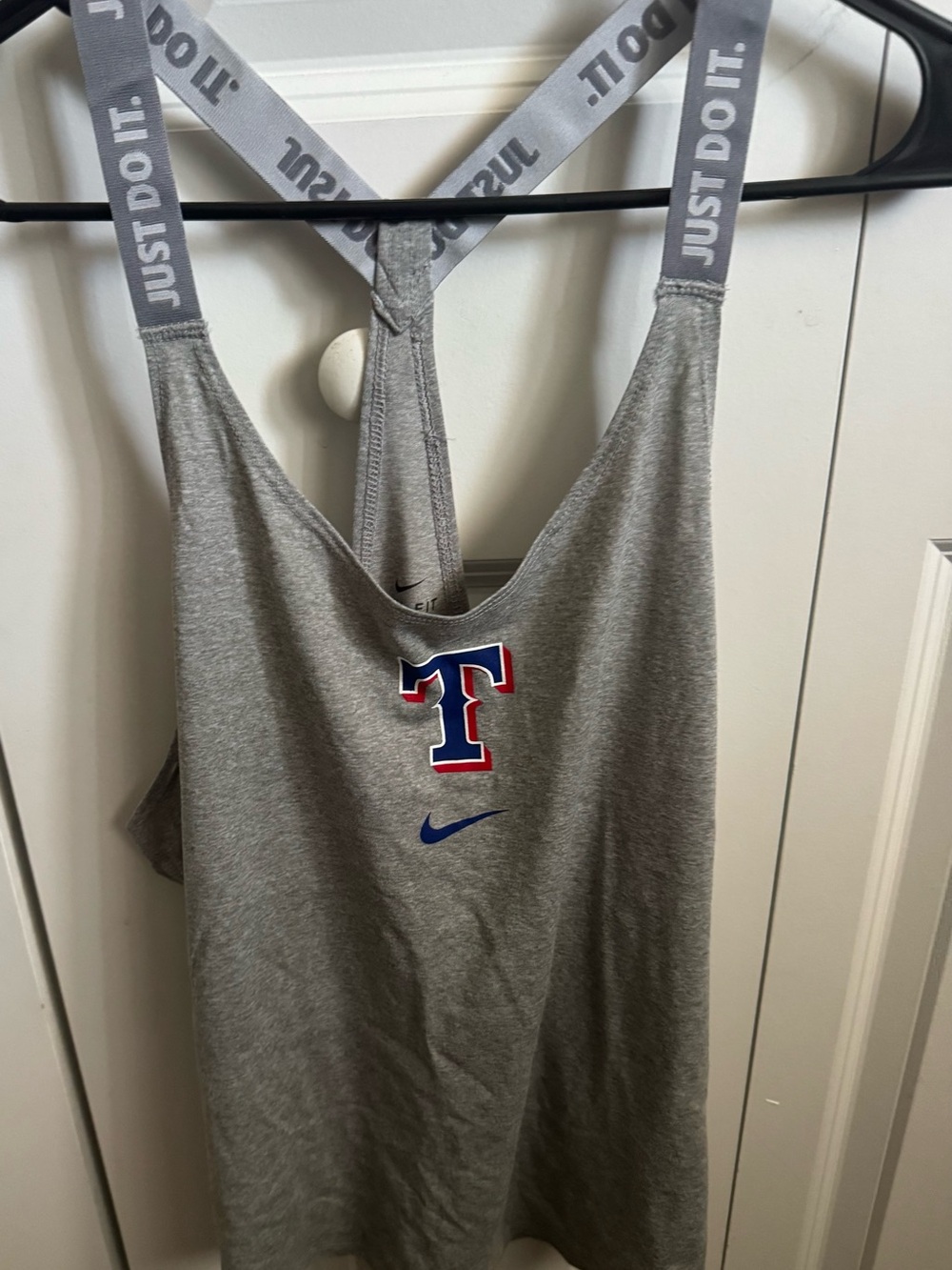 Nike Grey Tank with Texas Rangers Logo and Branded Straps- NWOT